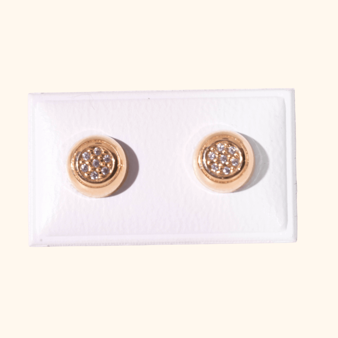 Boucles D’oreilles Bébé En Or Jaune 18 Carats – Rondes Et Scintillantes - Image 1 of 3