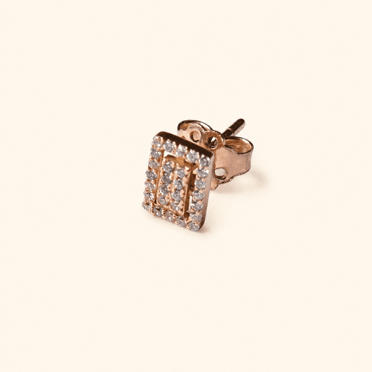 Boucles D'oreilles Rectangulaire Prestige En Or Rose 18 Carats - Image 1 of 3