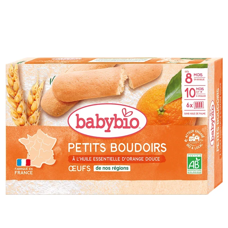 Petits Boudoirs À L'huile Essentielle D'orange Douce Bio 120 G Biscuits Bébé Dès 10 Mois - Image 1 of 1