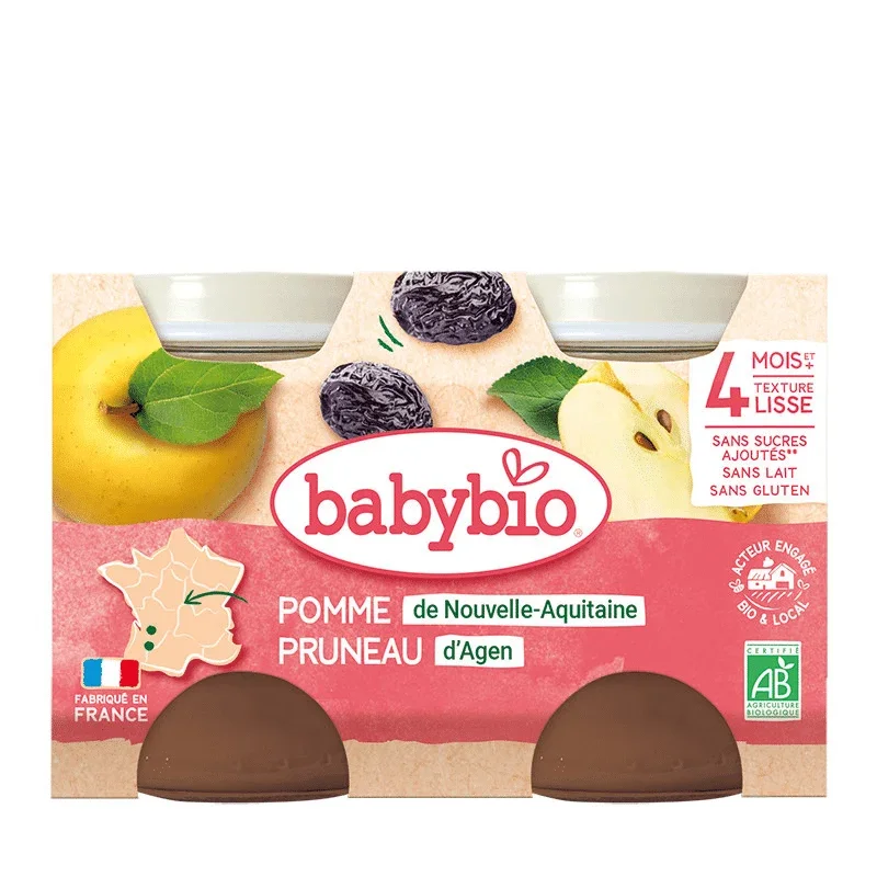 Petit Pot Pomme Pruneau 2x130 G Bio Fruits Bébé Dès 6 Mois Alimentation Infantile - Image 1 of 1