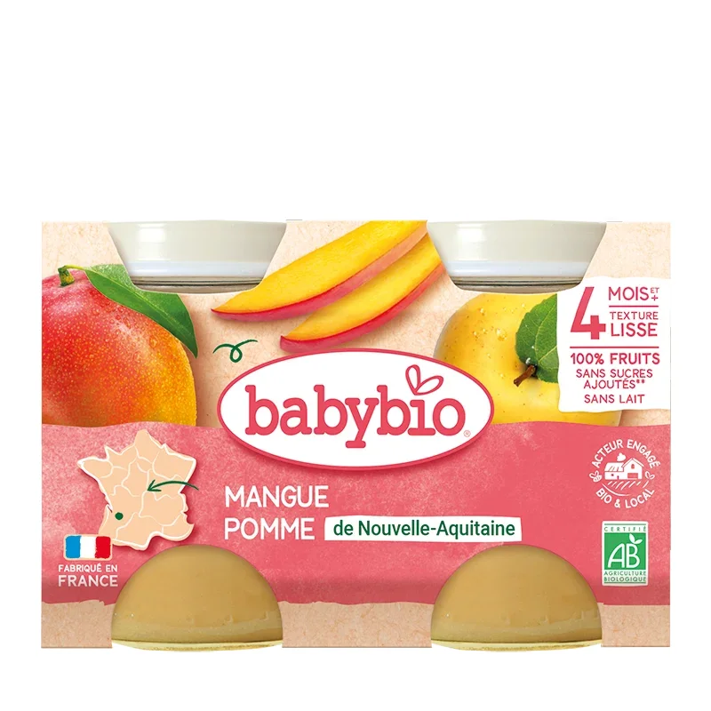 Petit Pot Mangue Pomme 2x130 G Bio Fruits Bébé Dès 6 Mois Alimentation Infantile - Image 1 of 1