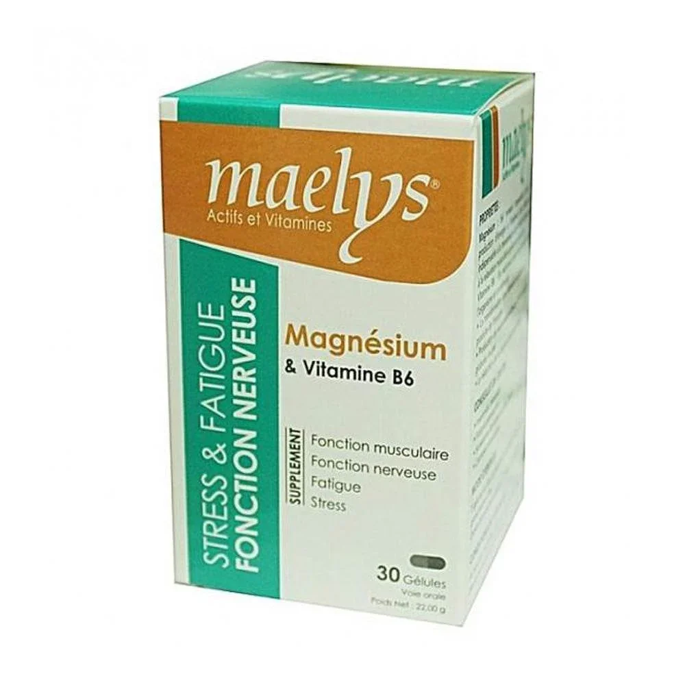 Maelys Magnésium Et Vitamine B6 Stress Et Fatigue 30 Gélules - Image 1 of 1