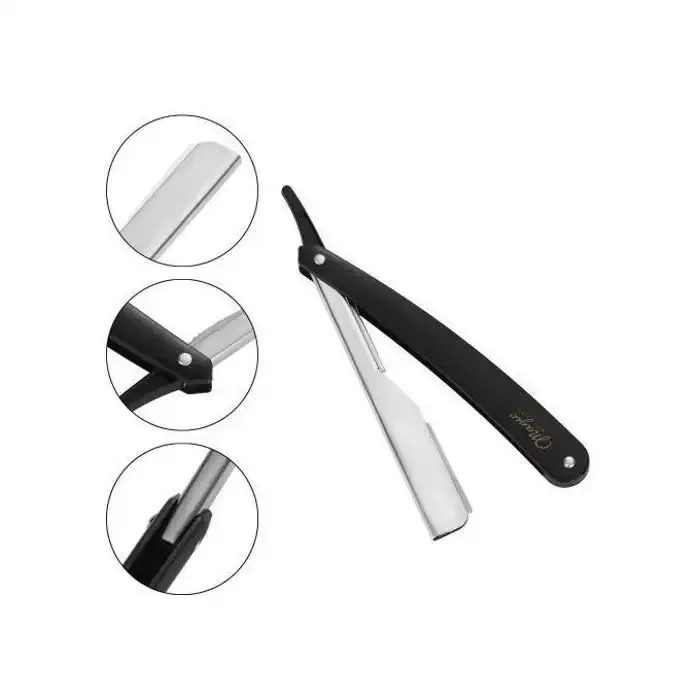 Rasoir De Barbier Pliable Noir Pour Usage Professionnel Et Personnel - Image 1 of 4