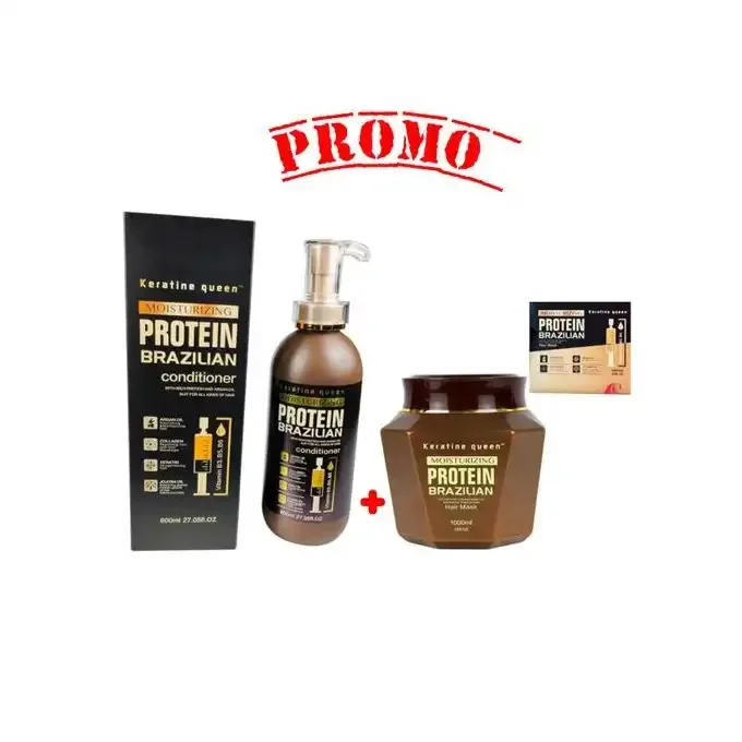 Protein Brazilian, Shampoing 800ml + Masque 1000ml, Sans Sulfate - Image 1 of 1