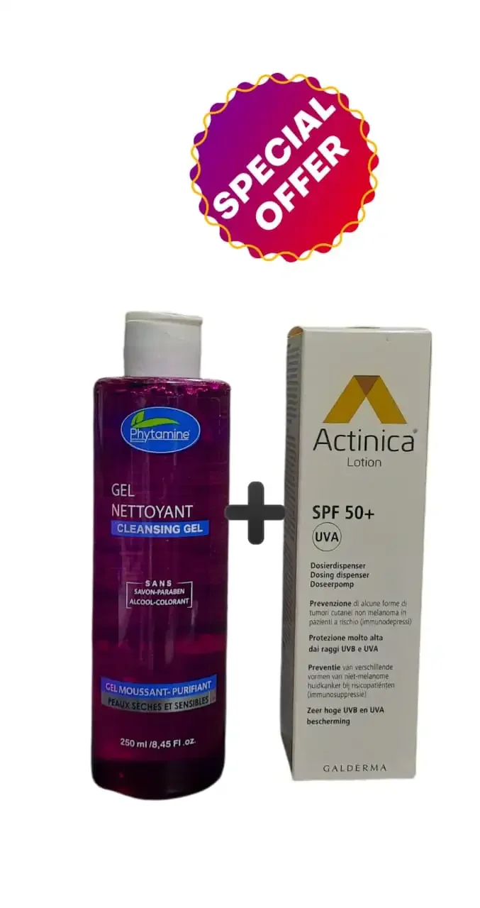 Pack Actinica Lotion Spf 50+ (80g) Et Gel Nettoyant Phytamine - Image 1 of 4