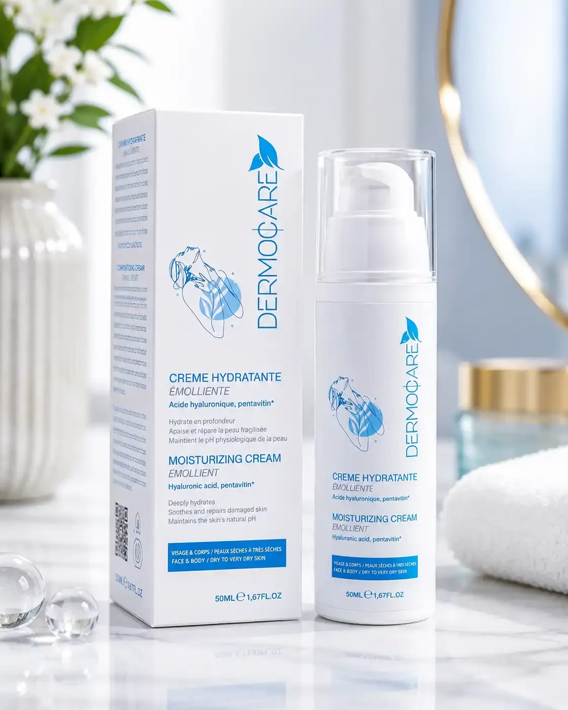 Crème Hydratante Émolliente  Acide Hyaluronique & Pentavitin – Visage & Corps - Image 1 of 2