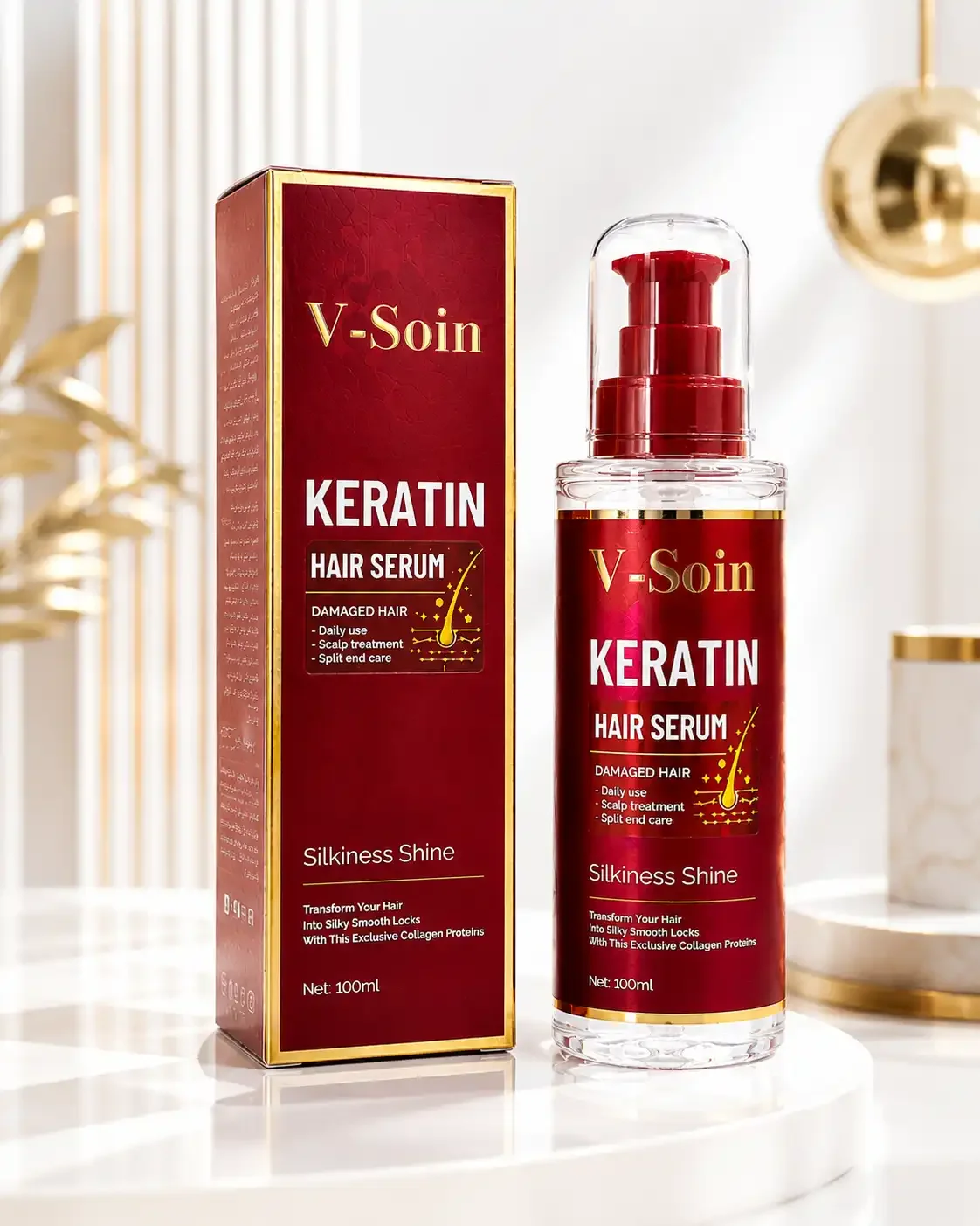Kératine Haïr Sérum Sérum Capillaire Réparateur À La Kératine Pour Cheveux Abîmés - Image 1 of 2
