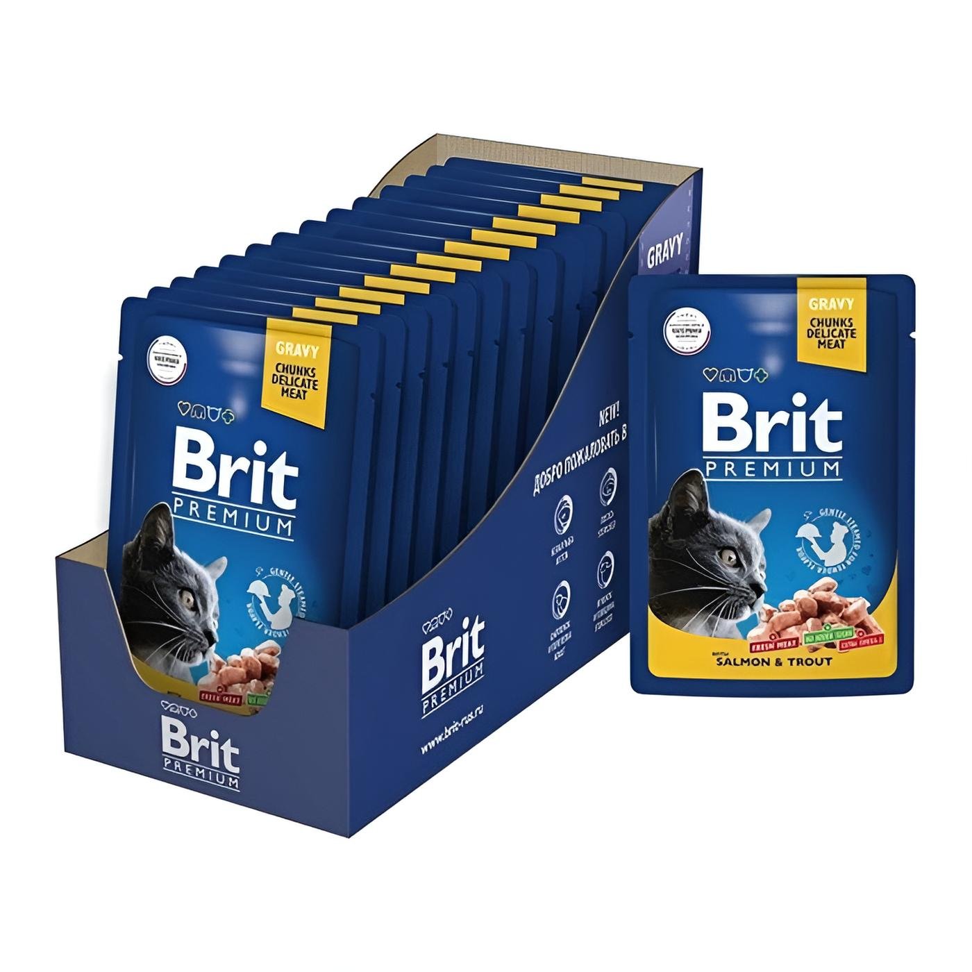 Brit Premium Pochon Saumon Et Truite Pour Chat Adult 24 X100g - Image 1 of 1
