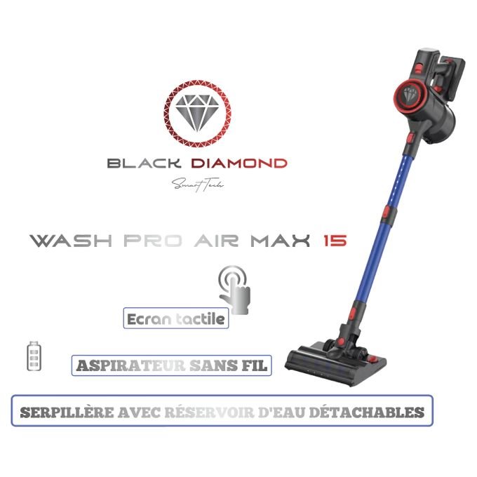 Wash Pro Air Max 15 : Aspirateur sans fil avec 2 Brosses motorisées + Serpillère avec réservoir d'eau - Image 1 of 2
