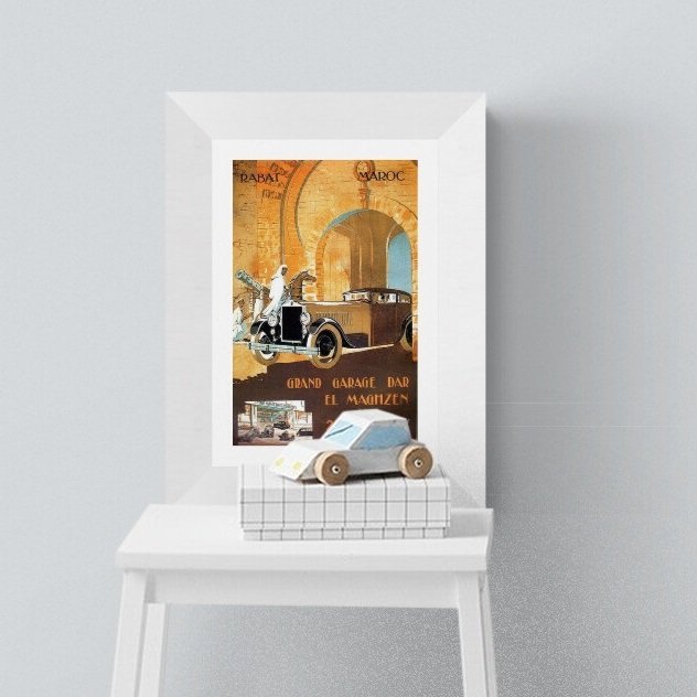Affiche publicitaire vintage "Grand garage Rabat" - reproduction - Image 1 of 2