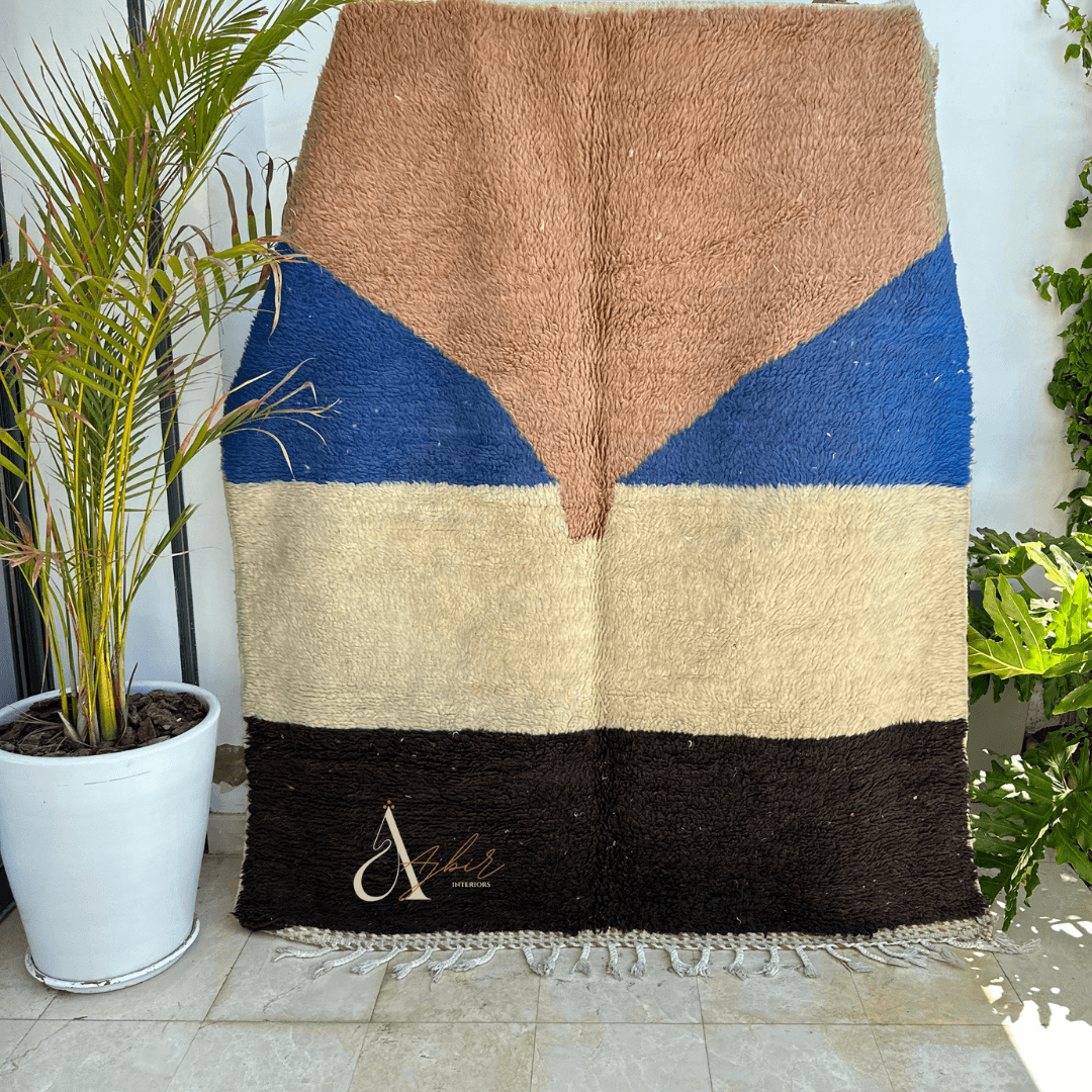 Tapis berbère Beni Ouarain tabac 100% laine de mouton - Image 1 of 2