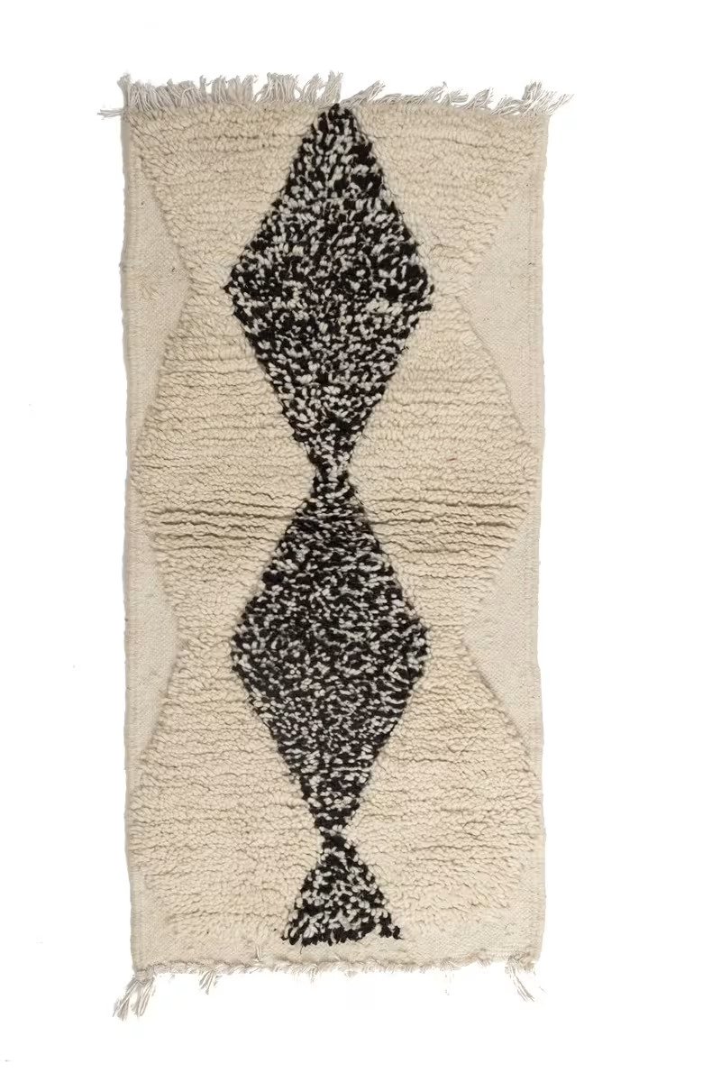 Tapis marocain Beni Ourain noir et blanc - Image 1 of 2