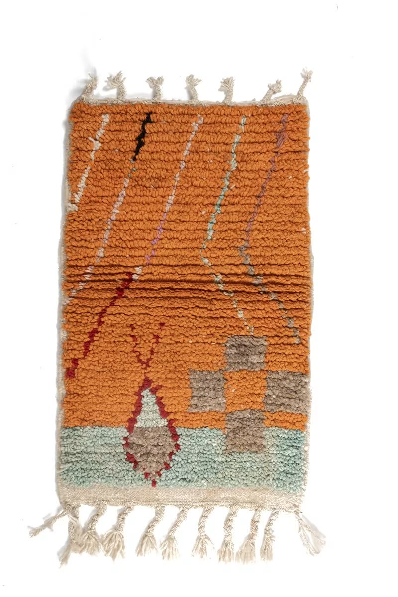 Tapis marocain tribal à rayures abstraites - Image 1 of 2