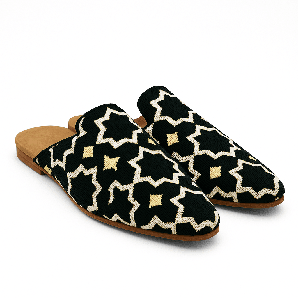 Chaussons mules de luxe pour dames - Faits à la main au Maroc - Image 1 of 2