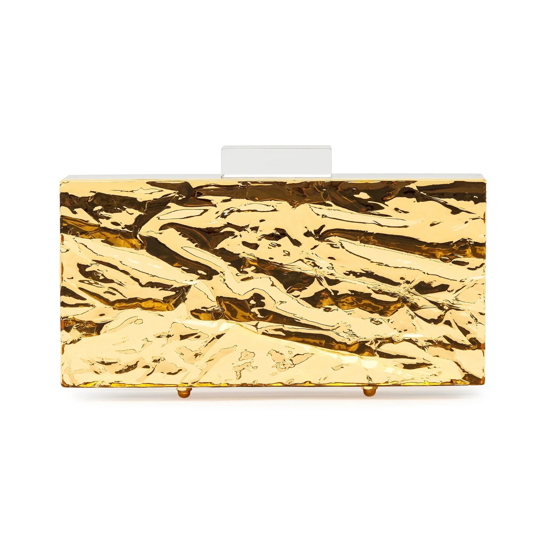 CRUSHED ICE CLUTCH IN GOLD MIRROR  - Image 1 of 2