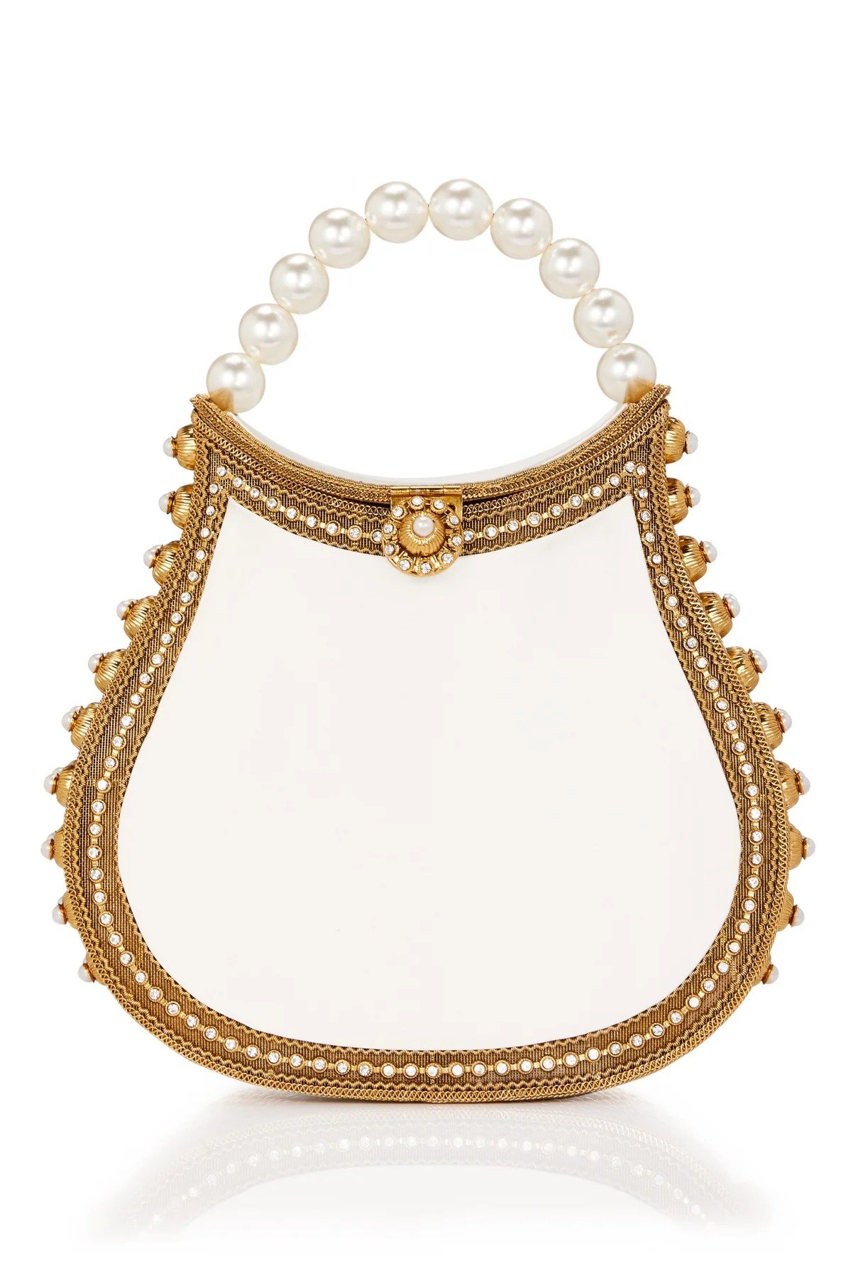 Nimmi Pearl Purse -Bridal -Classic -Gold & Off White - Image 1 of 4