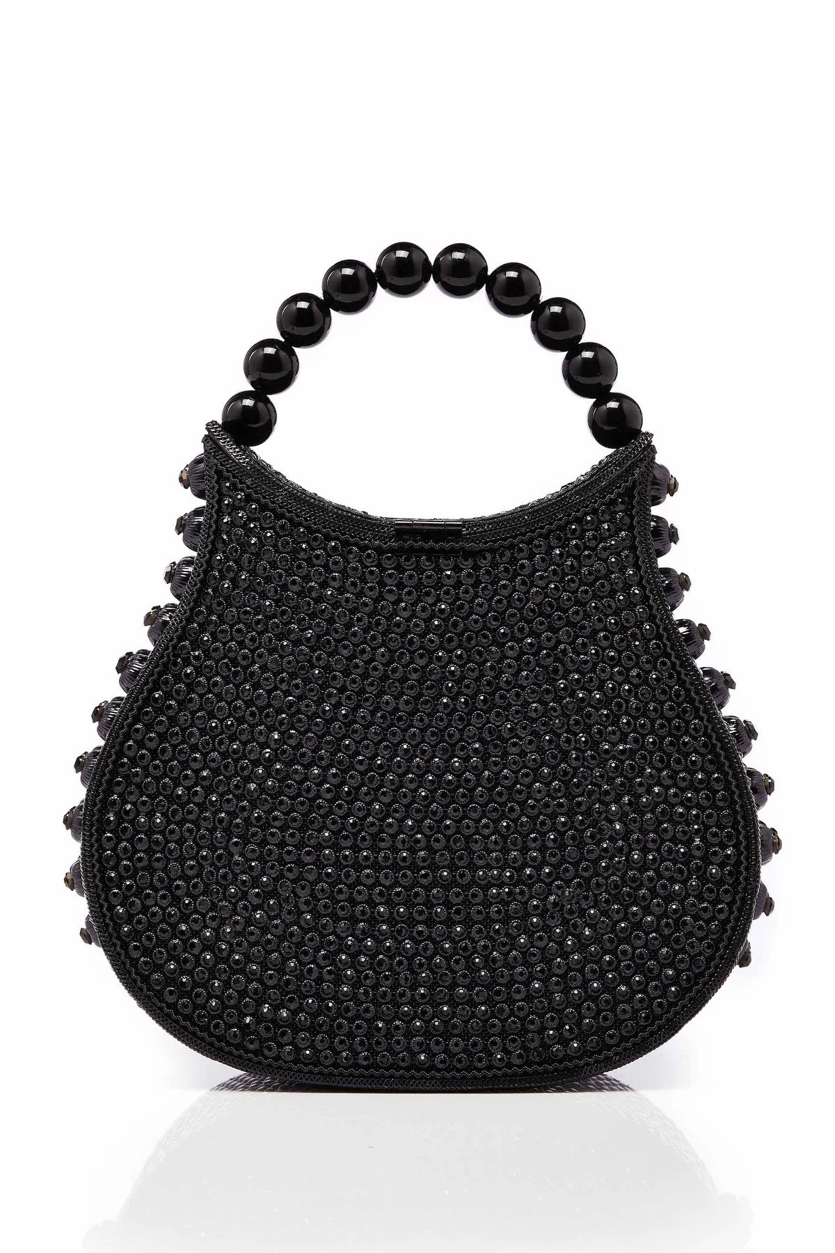All That Glitters-Nimmi Crystal Pearl Purse -Midnight Black - Image 1 of 3