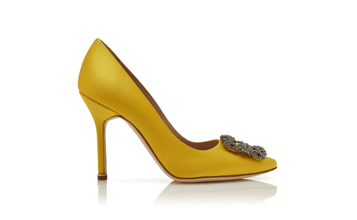 Yellow Satin Jewel Buckle Pumps - Image 1 of 3
