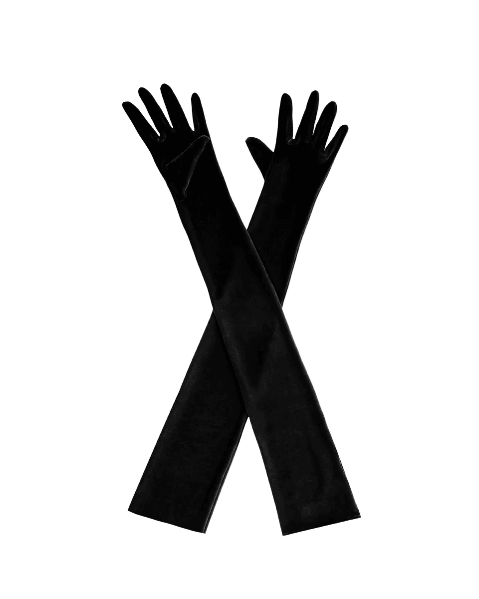Gants longs "tube" en jersey Noir. - Image 1 of 1