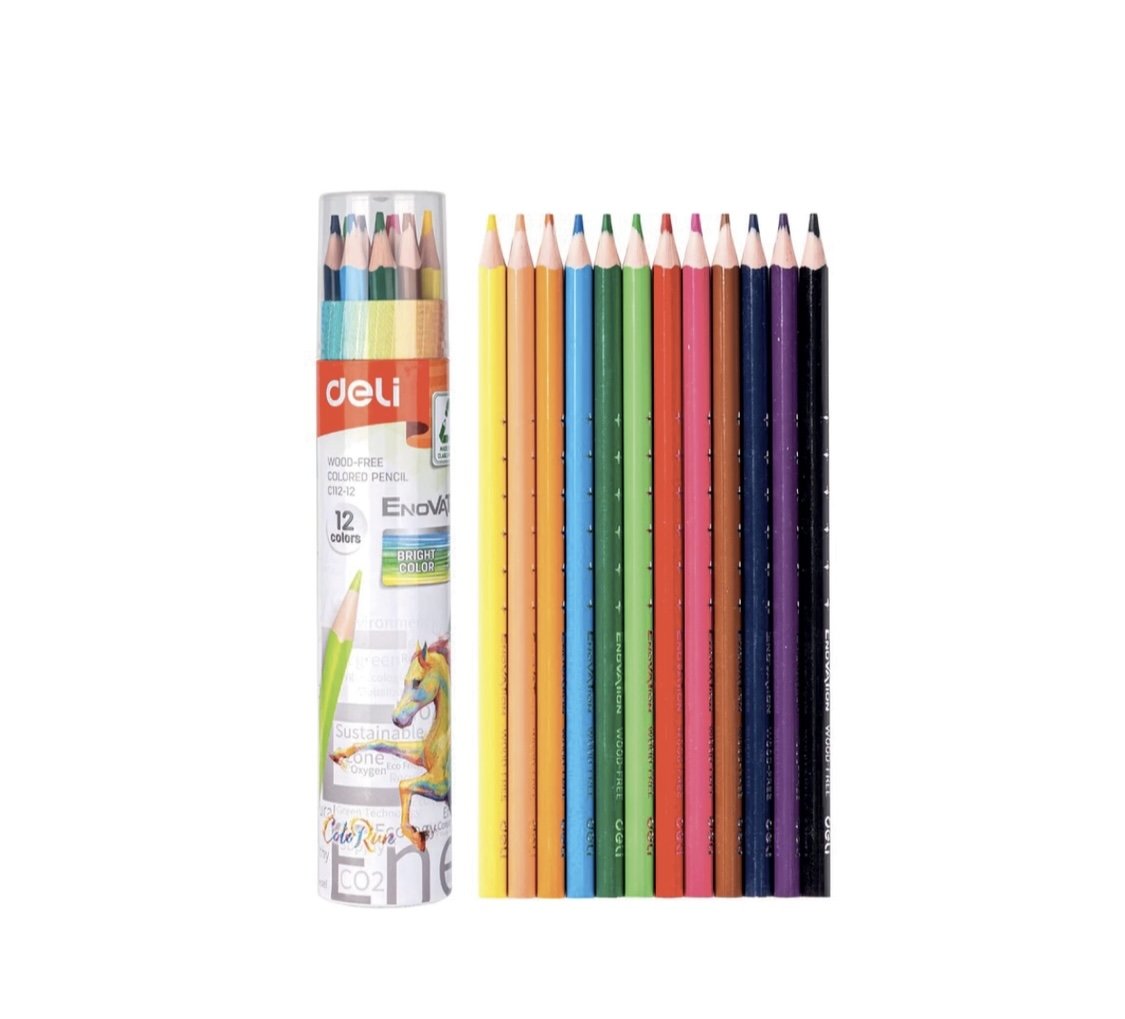 Crayons de couleur de 12 Long Deli Boite Ronde  - Image 1 of 1