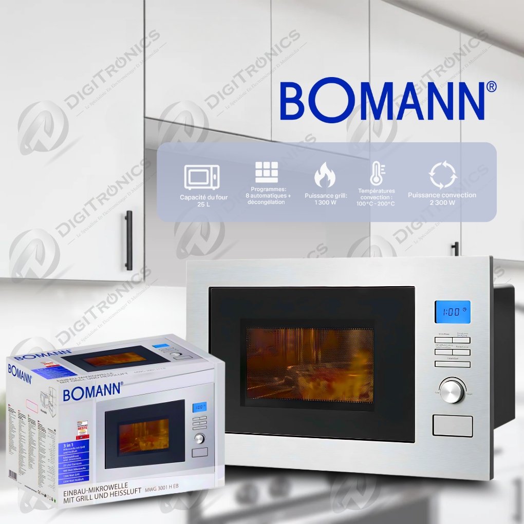 Micro-ondes encastrable inox 25L avec grill et convection, MWG 3001 HEB - Image 1 of 5