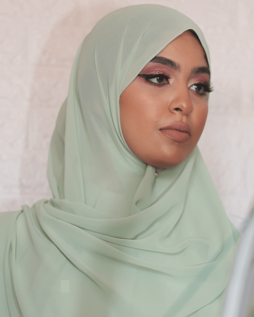 Châle crêpe chiffon - Pastel green  - Image 1 of 1