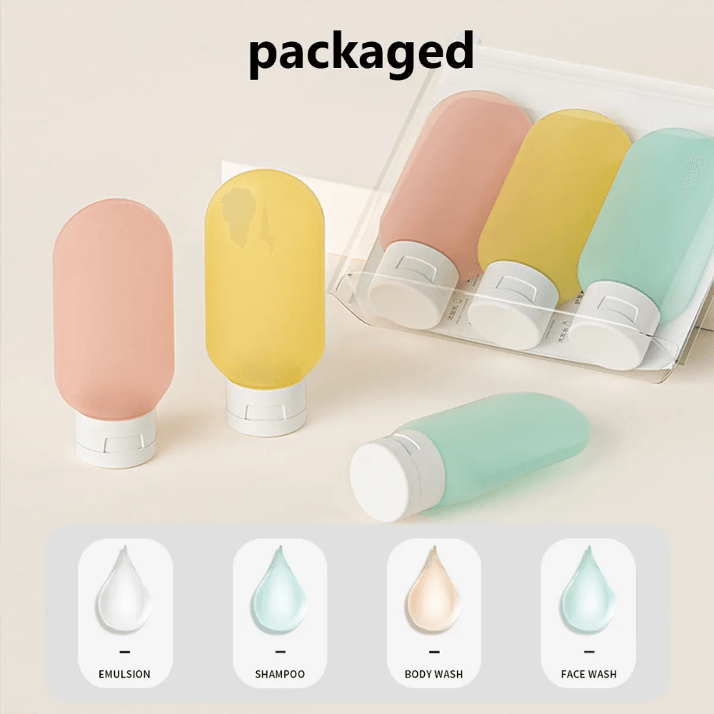 Lot de 3 bouteilles de voyage étanche en silicone - Image 1 of 4