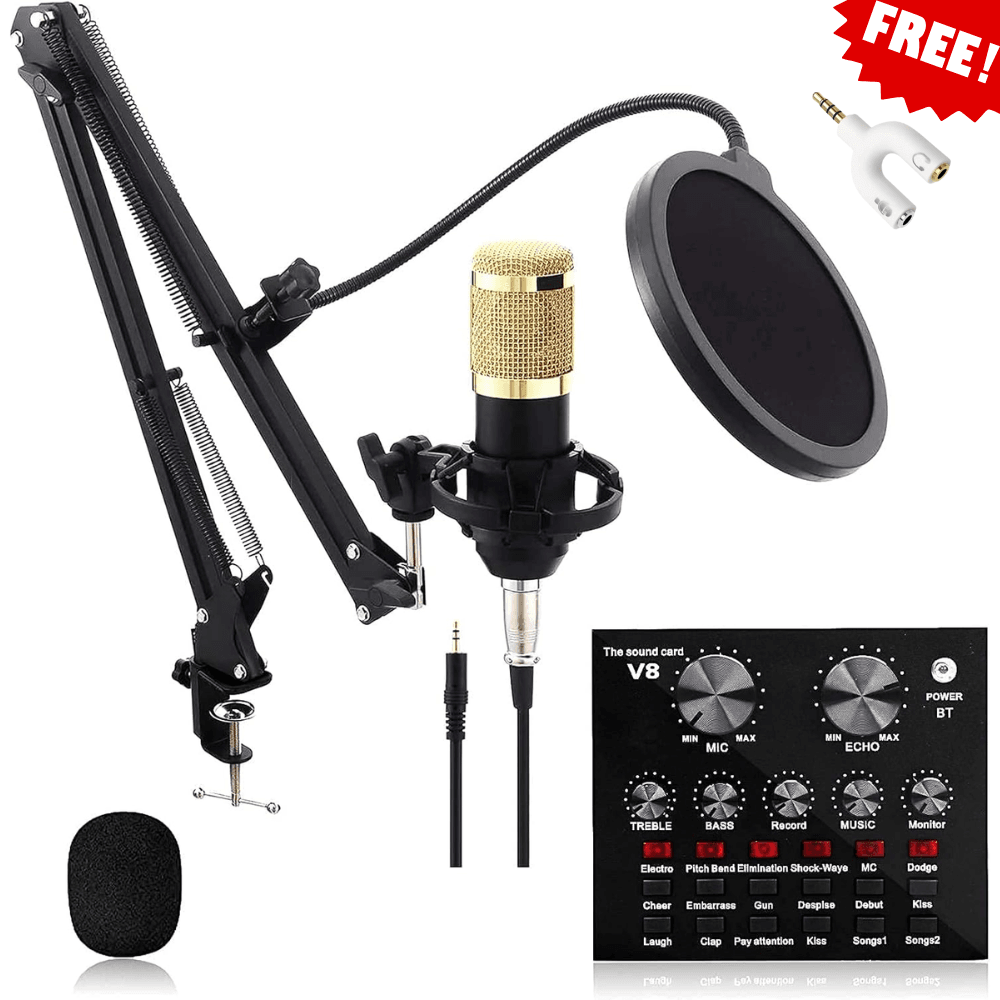 Pack Micro Pro – Qualité Studio À La Maison Un Son Clair Et Puissant + Adaptateur Audio Jack - Image 1 of 8