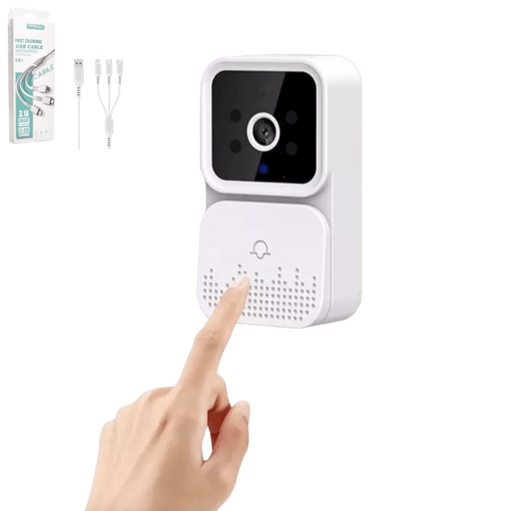 Mini Sonnette Sans Fil Avec Camera Wi-Fi+ Cable 3-in-1 Lightning / Micro / Type-C - Image 1 of 5