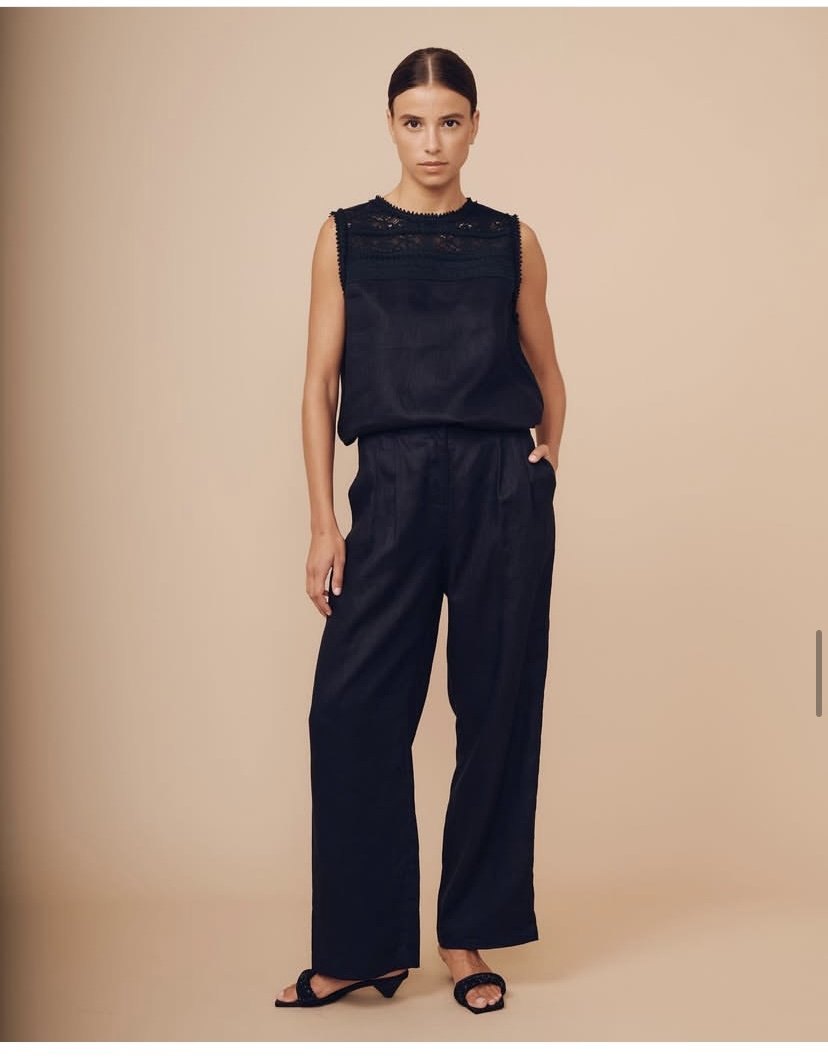 TOP EN LIN BLEU MARINE - Image 1 of 3