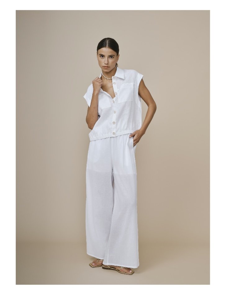 GILET EN LIN BLANC  - Image 1 of 1