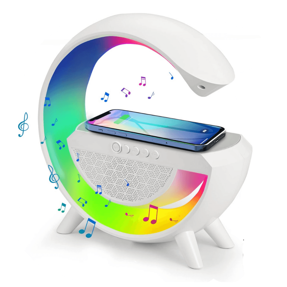 Haut-parleur Bluetooth avec Chargeur Sans Fil, Veilleuse RGB & Radio FM - Image 1 of 4