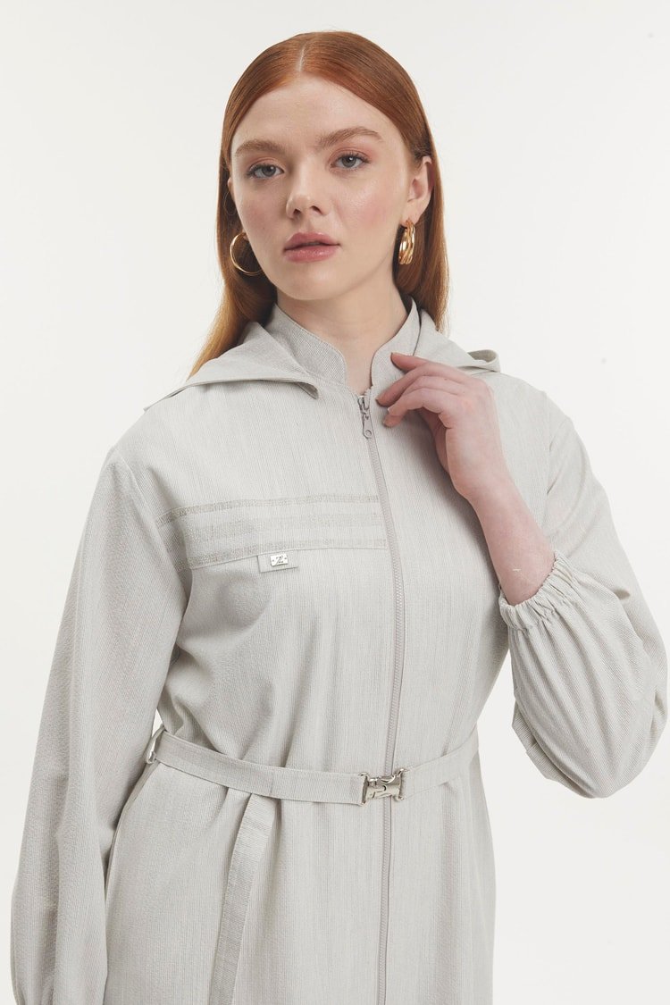 Manteau à capuche zippé ceinturé en pierre - Image 1 of 4