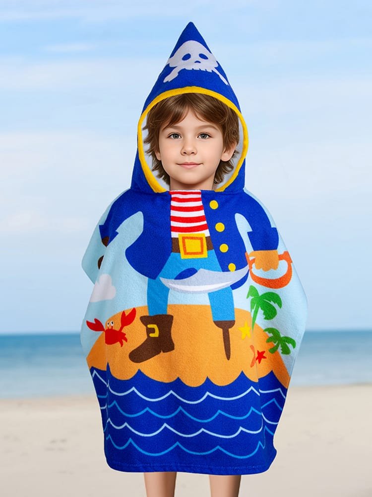 Serviette à Capuche Enfant Pirate – Douce, Absorbante, Idéale Plage & Bain (3-10 Ans) - Image 1 of 4