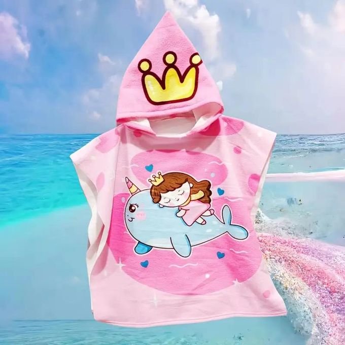 Serviette à Capuche Enfant Princesse Baleine – Douce & Absorbante – 3 à 10 Ans - Image 1 of 4