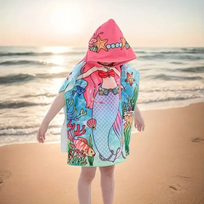 Serviette à Capuche Sirène pour Fille – Ultra Douce & Séchage Rapide – 3 à 10 Ans - Image 1 of 3