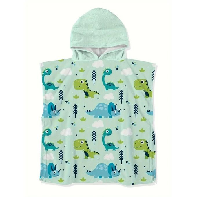 Serviette à Capuche Dinosaure Vert Clair – Douce & Ludique – Enfants 3 à 10 Ans - Image 1 of 4