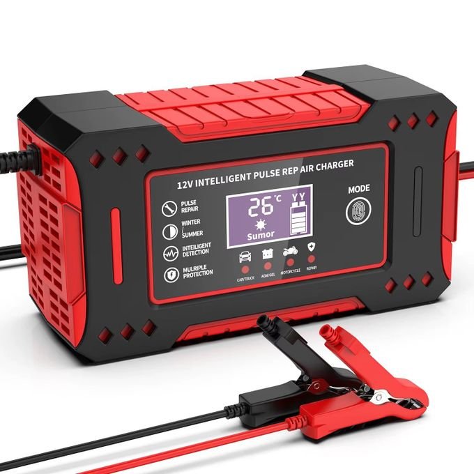 Chargeur de batterie de voiture 12V 6A, réparation d'impulsions, écran LCD, Charge rapide intelligente, AGM, Cycle profond, GEL, plomb-acide, pour automobile et moto - Image 1 of 6
