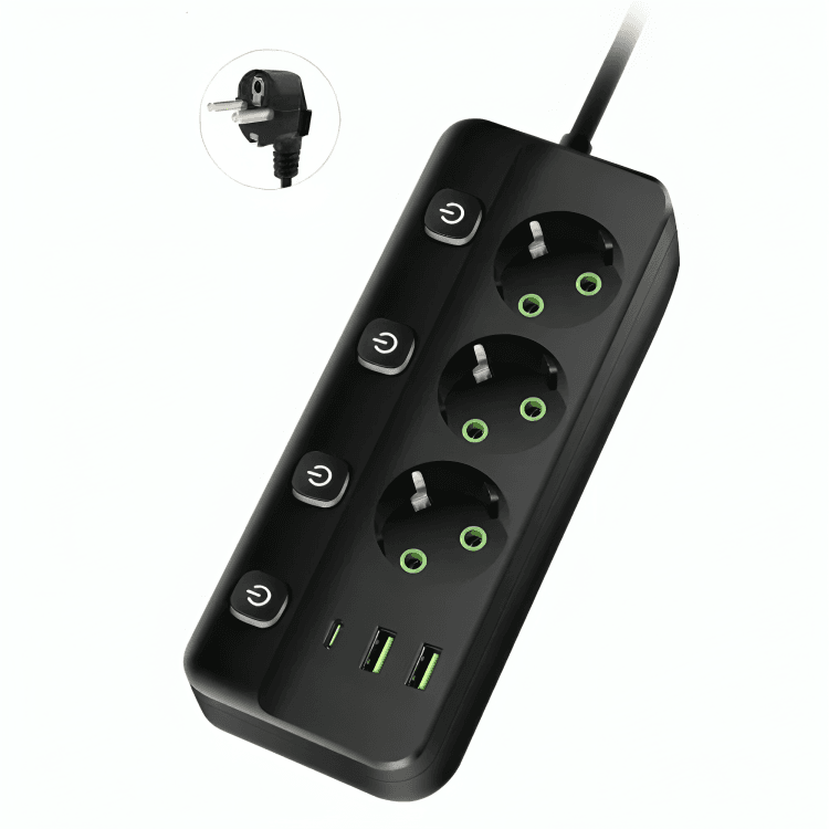 Multiprise QL-1096U 2500W – Câble 3m + USB  Type-C - Image 1 of 4