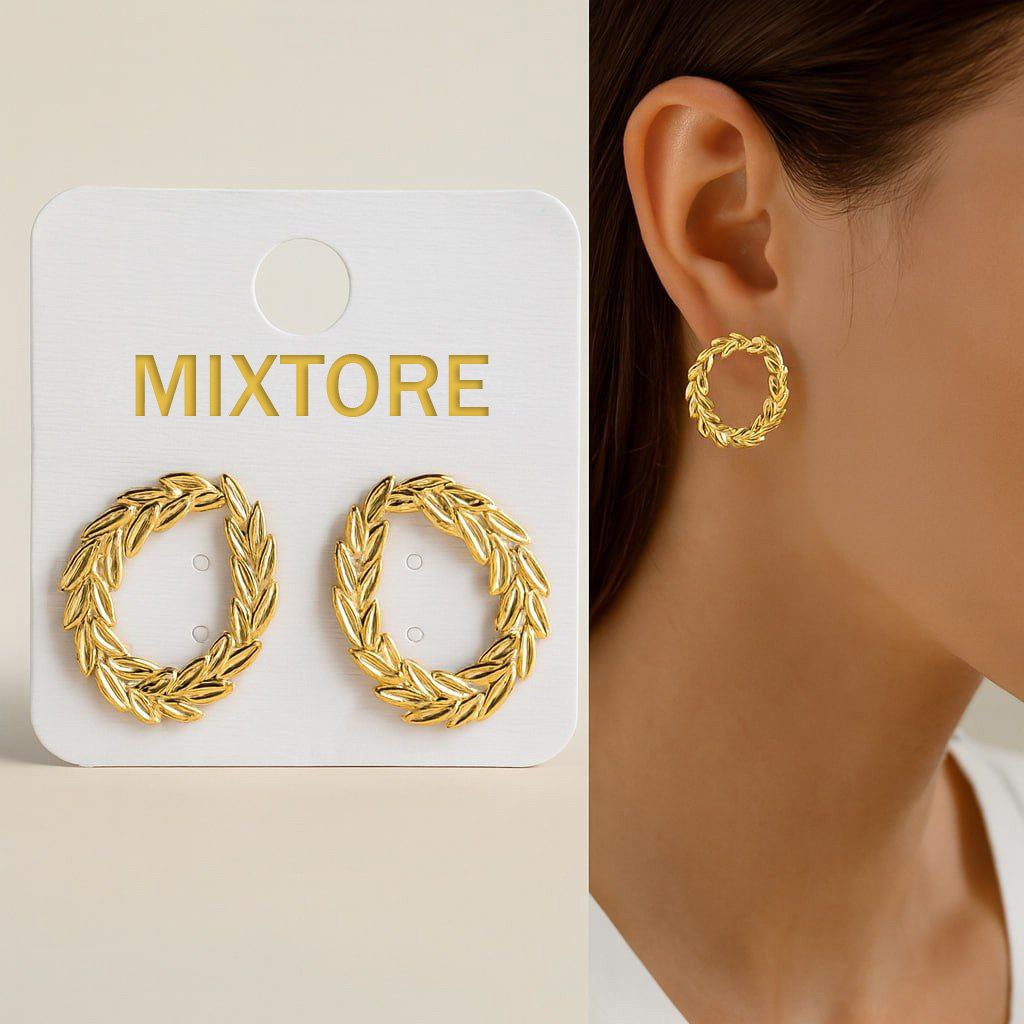 Boucles d'Oreilles Feuillage Doré - Image 1 of 1