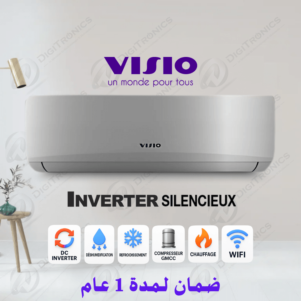 Climatiseur Inverter 9000 BTU Wifi, R32, Silencieux, Refroidissement & Chauffage, Gris métallisé - Image 1 of 1