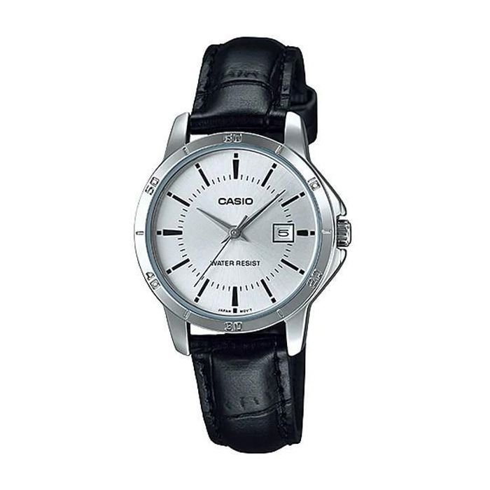 Montre a Bracelet en Cuir Ronde pour Femme avec Cadran Blanc-ltp-v004l-7audf - Image 1 of 3