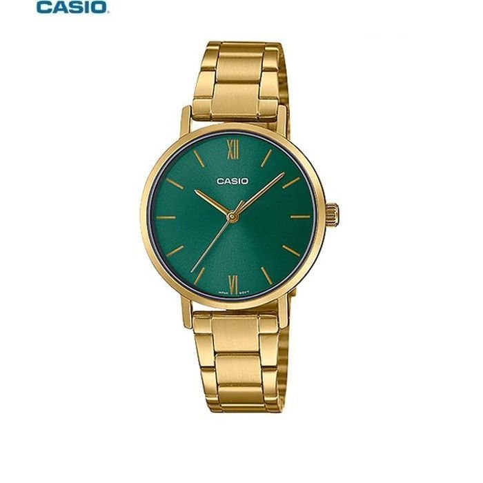 Montre Femme Bracelet en metal plaqué or cadran vert romain 3aiguilles-vt02g-3 - Image 1 of 3