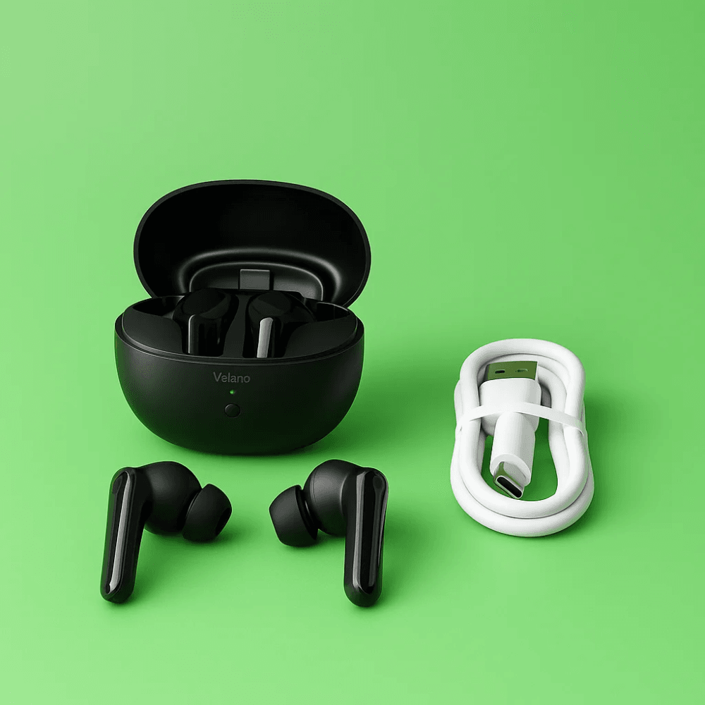 Écouteurs Sans Fil  V-PRO Noir – ANC/ENC, Bluetooth 5.4, Boîtier Rechargeable, Double Connexion 2.4G - Image 1 of 4