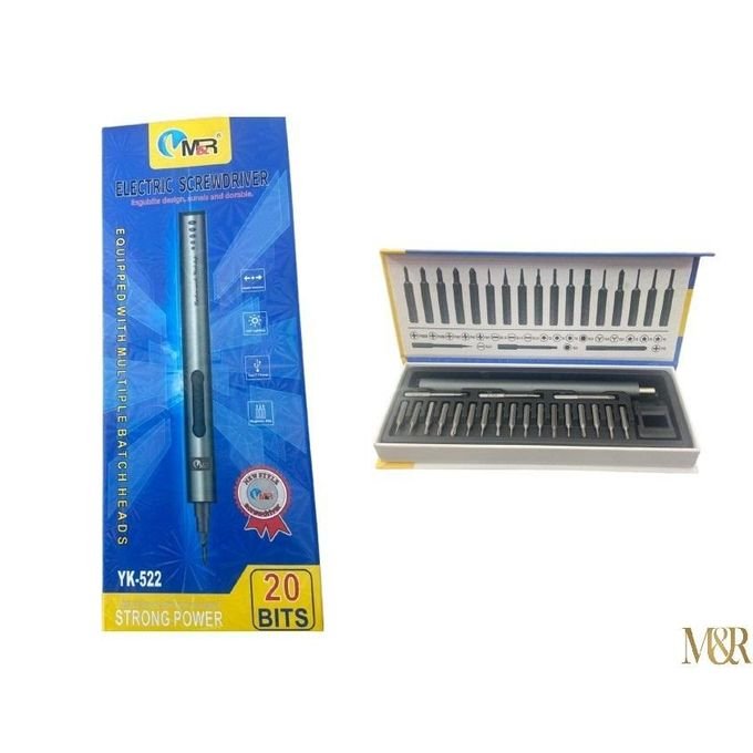 Tournevis Electrique sans Fil Rechargeable M&R– Jeu de Précision 20 Embouts Haute Qualité - Image 1 of 3