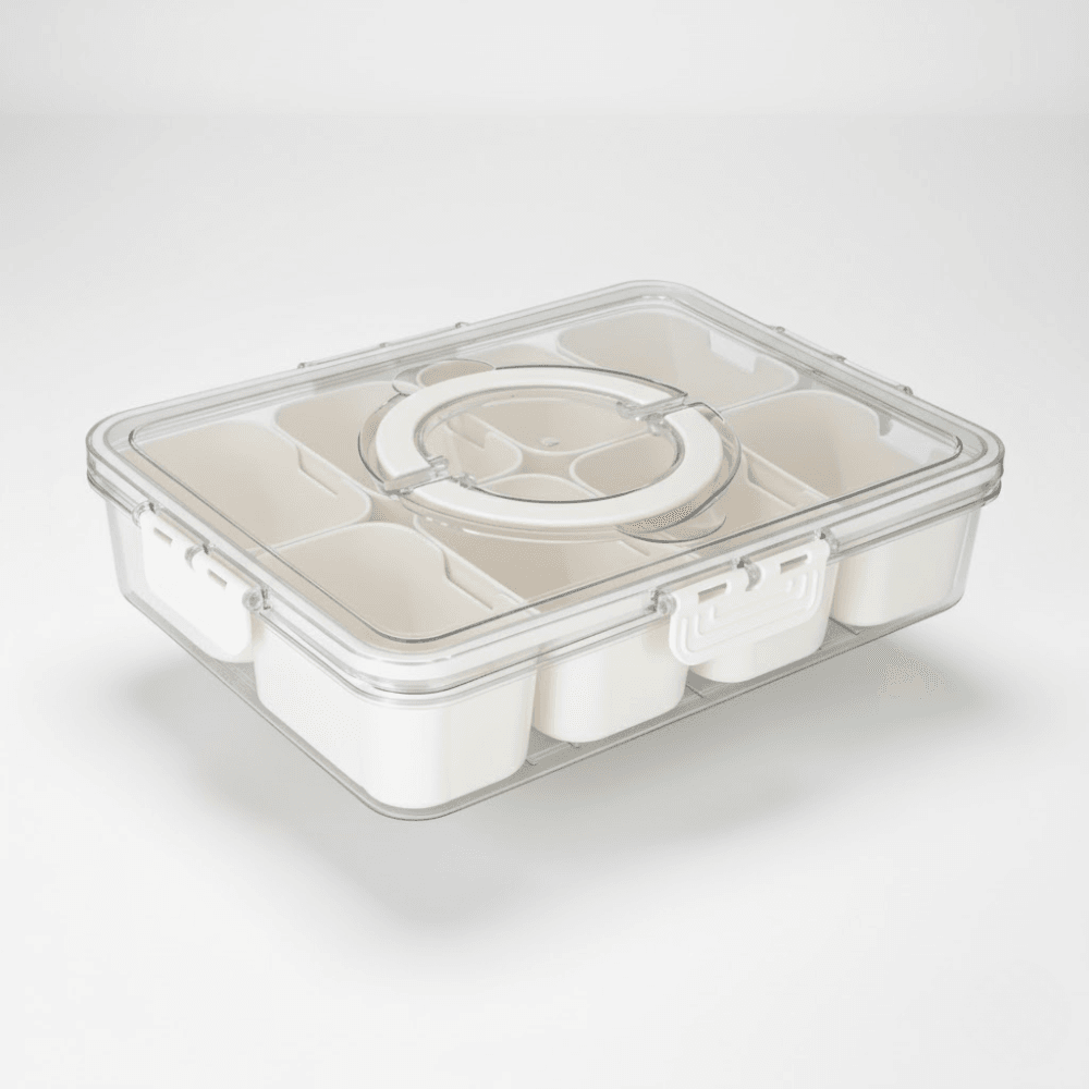Boîte de Rangement Alimentaire Rectangulaire Compartiments Amovibles Idéale Snacks & Organisation Cuisine - Image 1 of 6