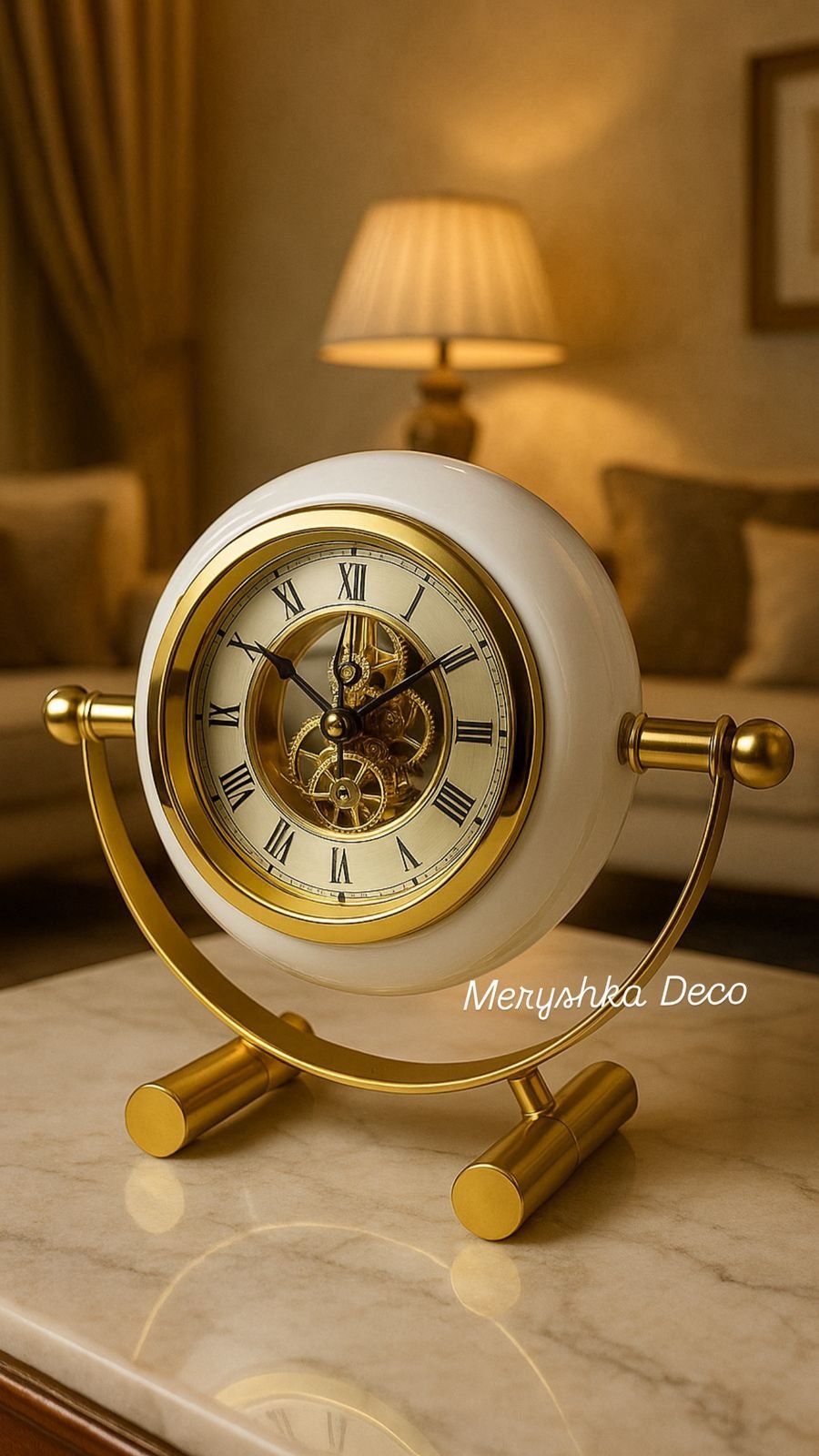 Horloge Décorative Ronde Dorée - Image 1 of 1