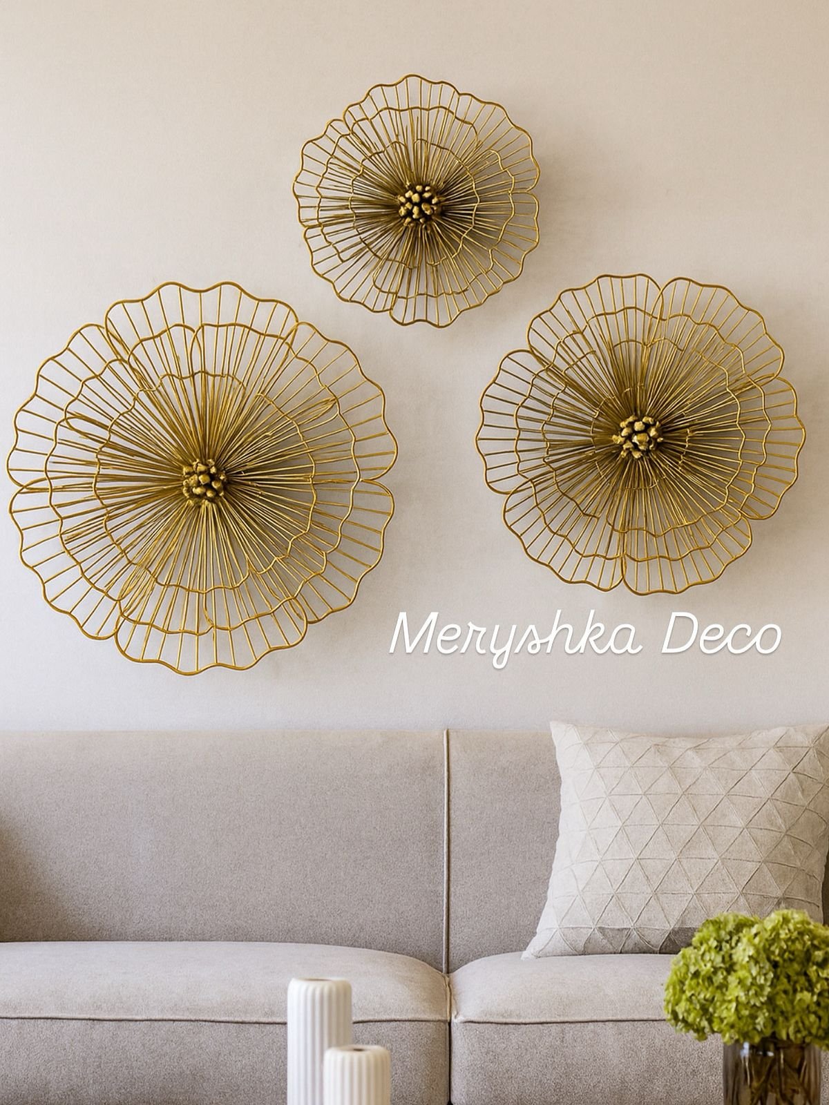 Décoration Murale Fleur Dorée - Image 1 of 1