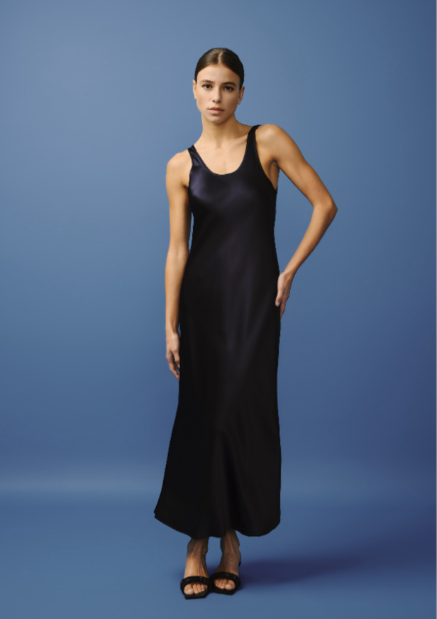 ROBE EN SOIE BlEU MARINE  - Image 1 of 1