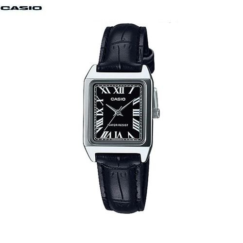 Montre pour femme Bracelet en cuir noir cadran romain résistant à l'eau-Ltp-v007l-1budf - Image 1 of 4